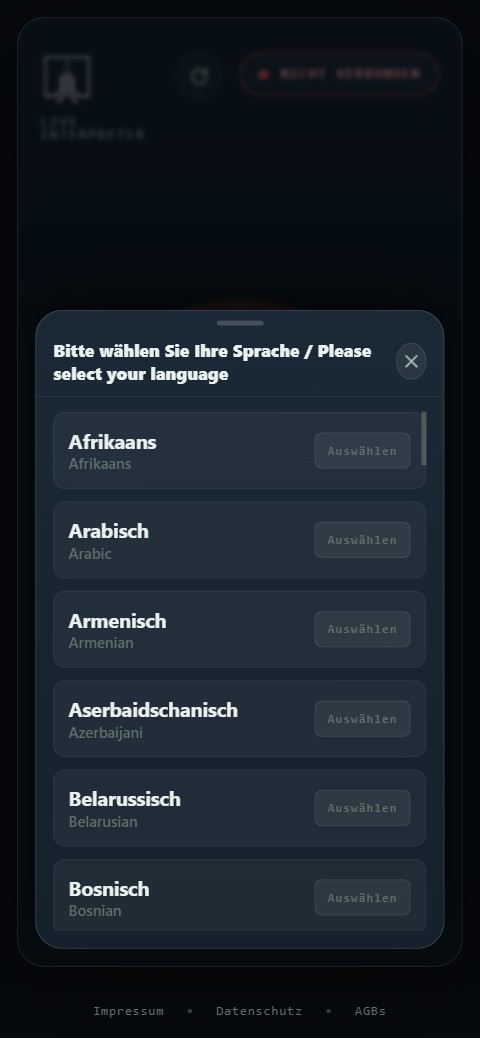 Zuhörer-Ansicht: Sprache auswählen