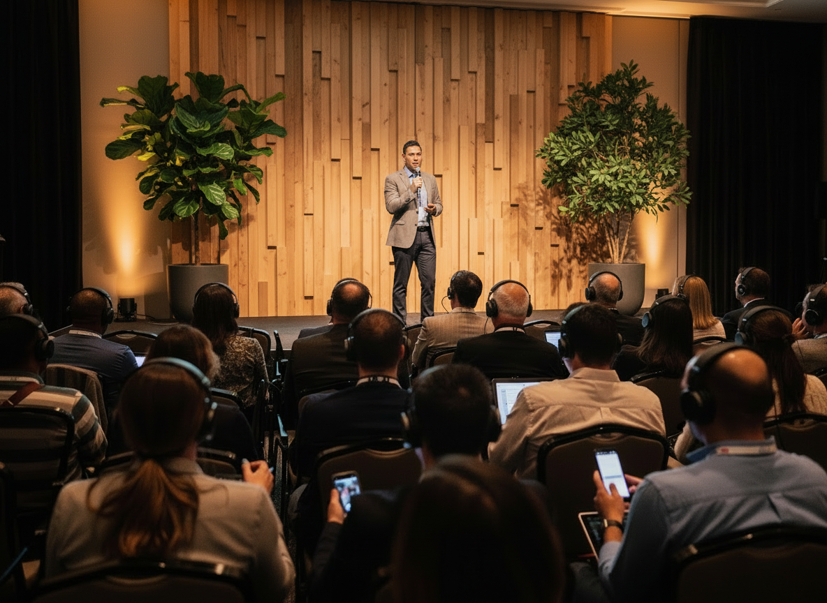 Firmen-Meeting mit Simultanübersetzung