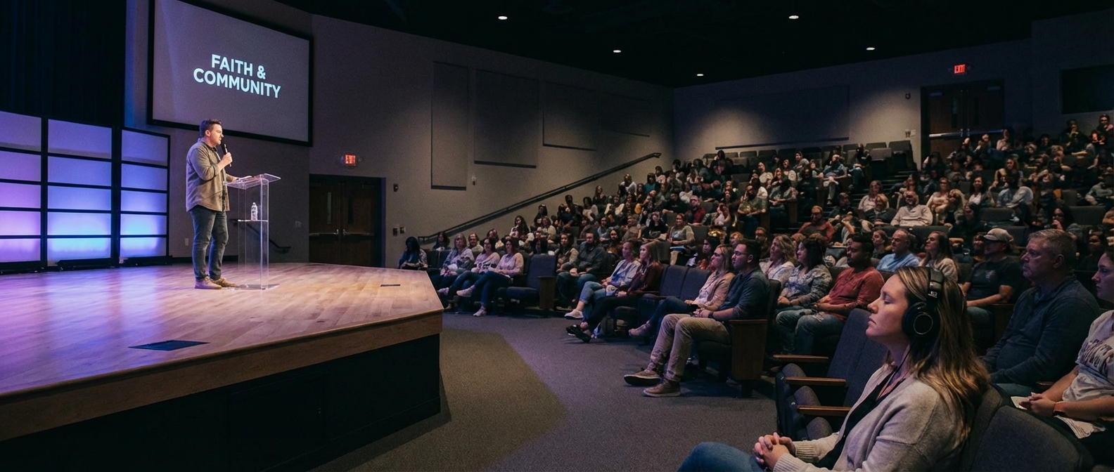 Zuhörer mit Live Interpreter auf dem Smartphone